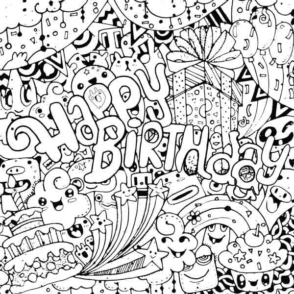 "Happy Birthday" Tangle Rahmen
