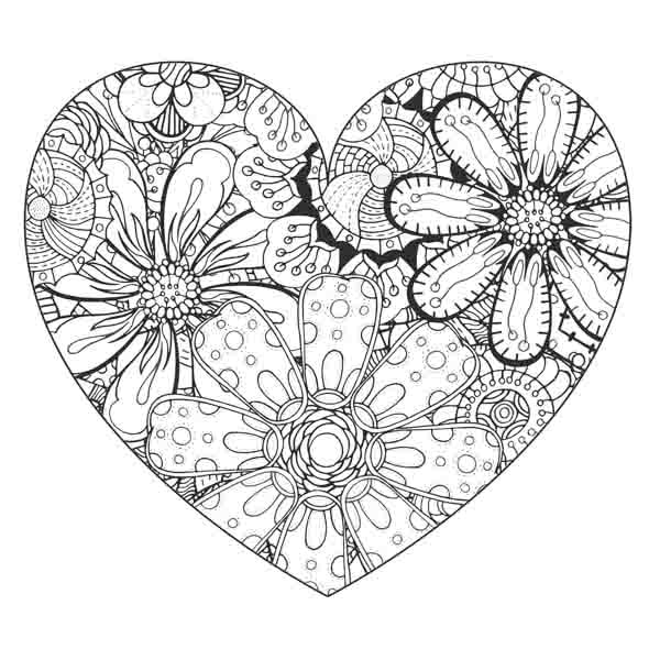 "Herz mit Blumen" Tangle Rahmen