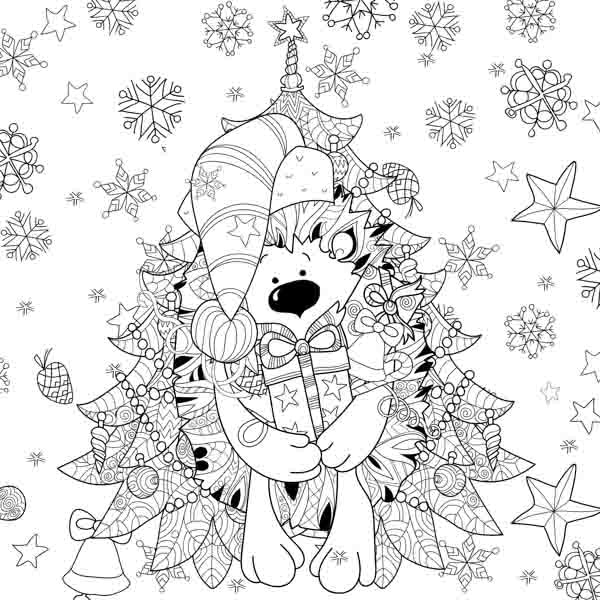 "Igel mit Weihnachtsgeschenken" ("Hedgehog with Christmas gifts") Tangle